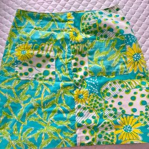 Lilly Pulitzer Vintage Patchwork Skirt in Blue and Yellow Print